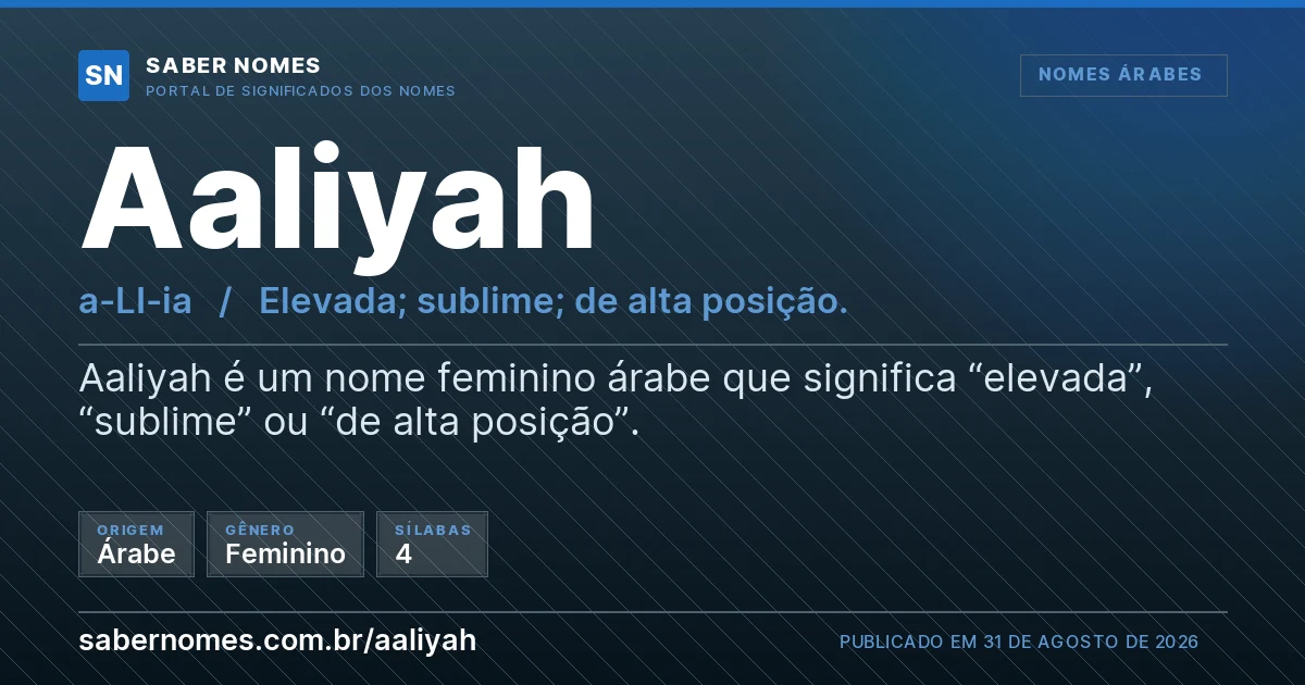 Imagem com o significado do nome Aaliyah