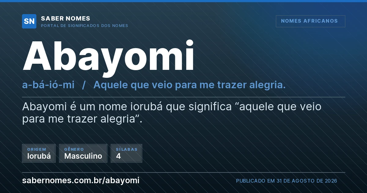Imagem com o significado do nome Abayomi