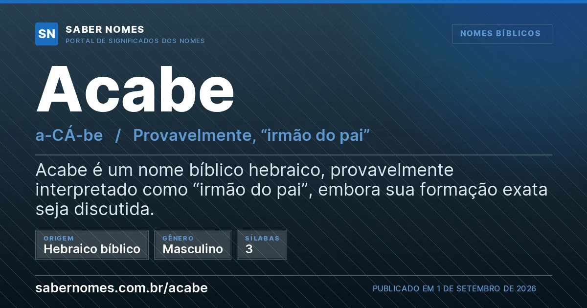 Imagem com o significado do nome Acabe