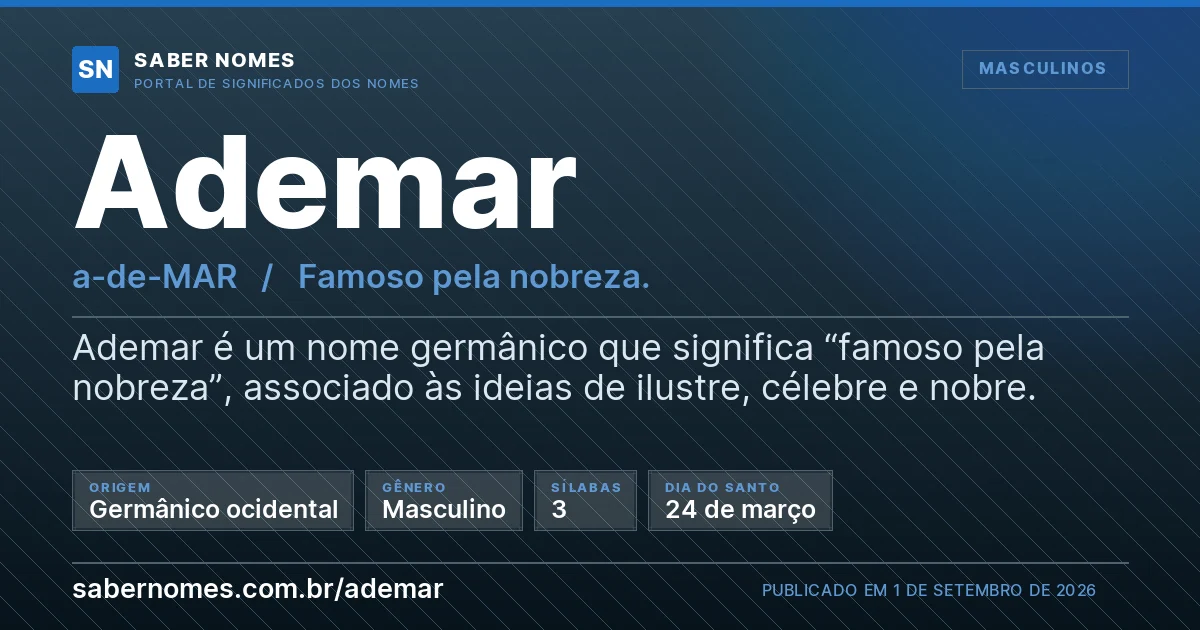 Imagem com o significado do nome Ademar