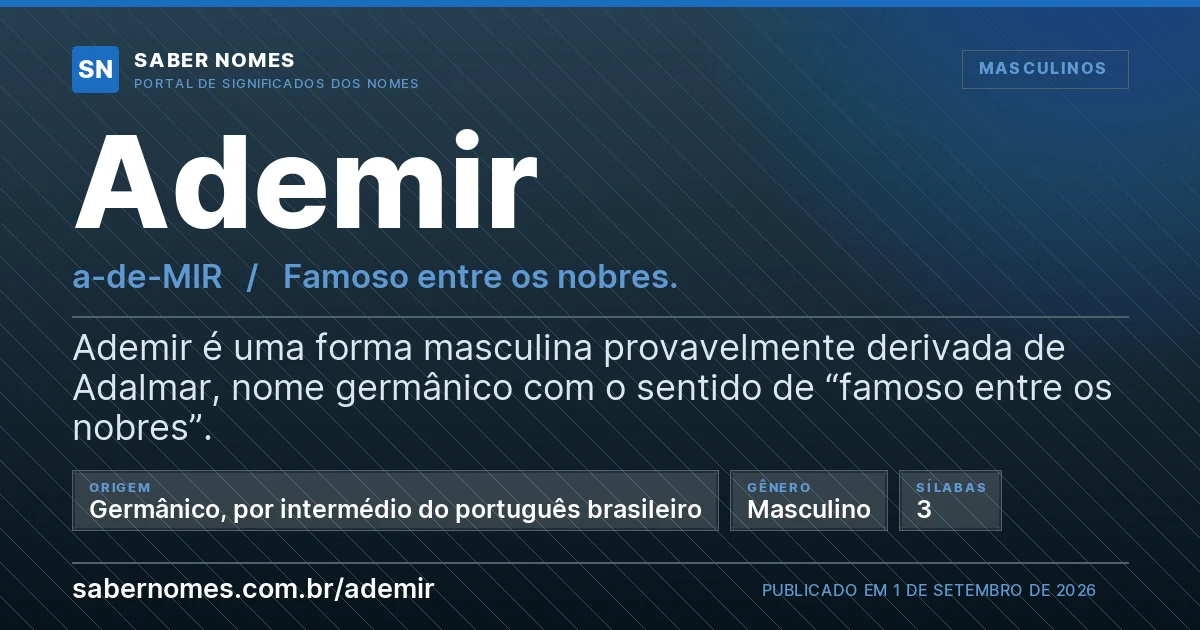 Imagem com o significado do nome Ademir