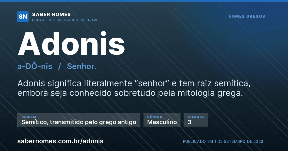 Imagem com o significado do nome Adonis