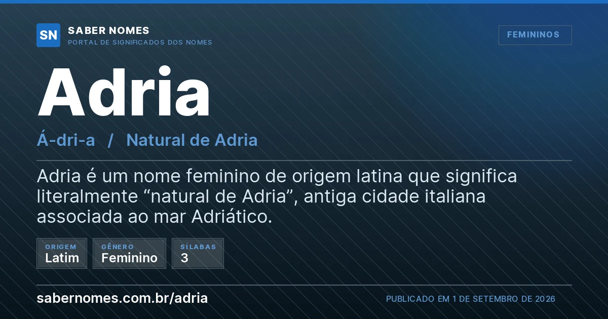 Imagem com o significado do nome Adria