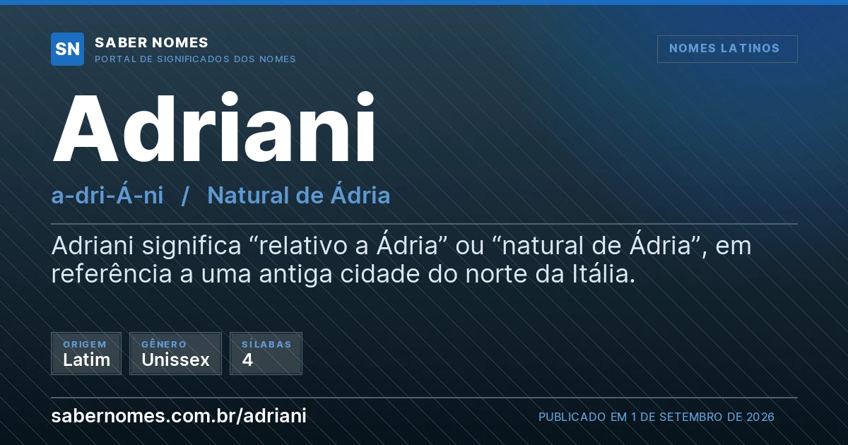 Imagem com o significado do nome Adriani