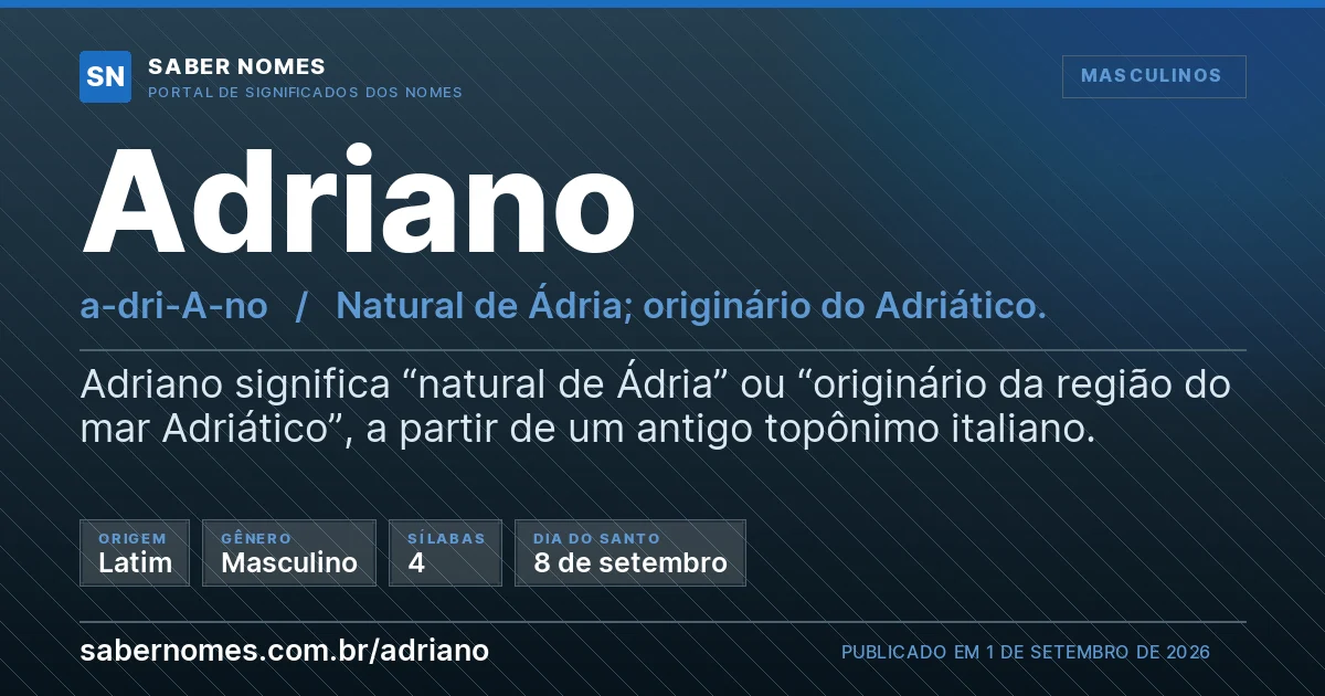 Imagem com o significado do nome Adriano