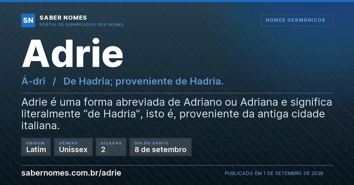 Imagem com o significado do nome Adrie
