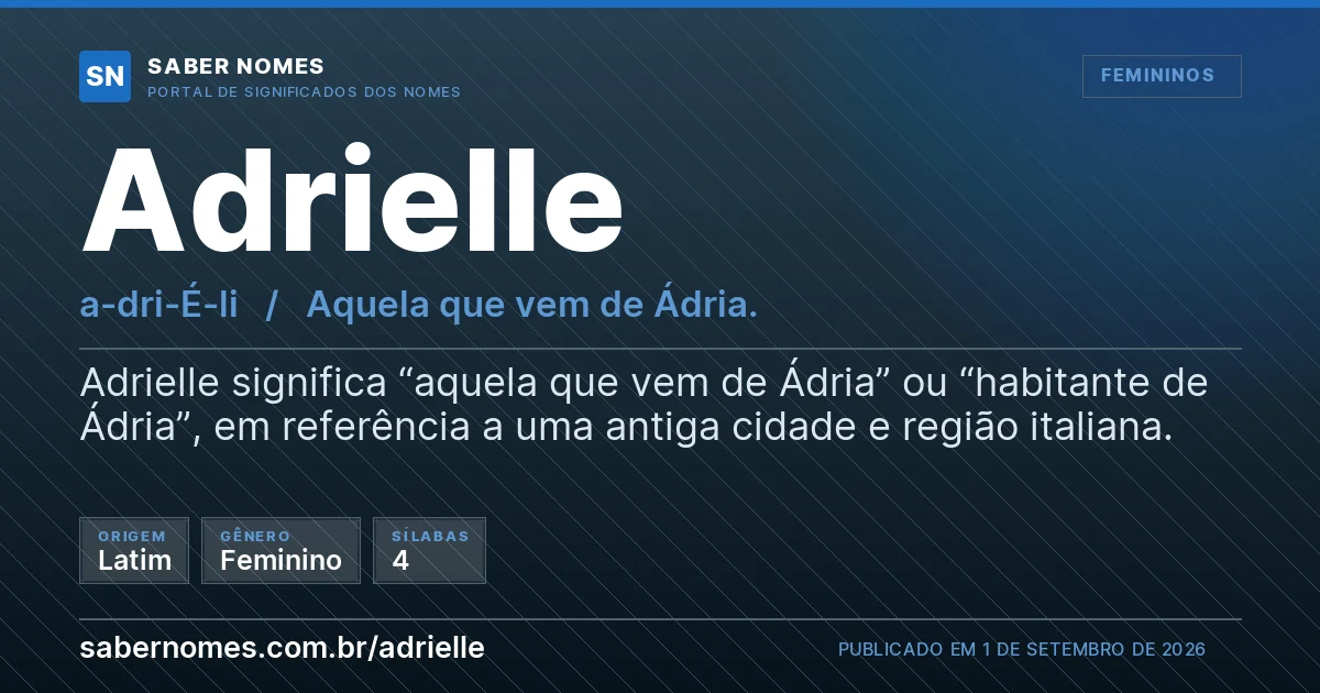 Imagem com o significado do nome Adrielle