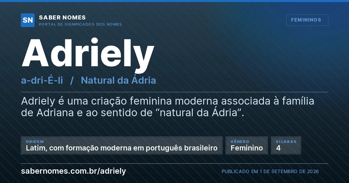 Imagem com o significado do nome Adriely