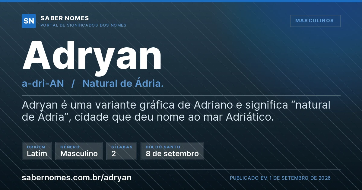 Imagem com o significado do nome Adryan