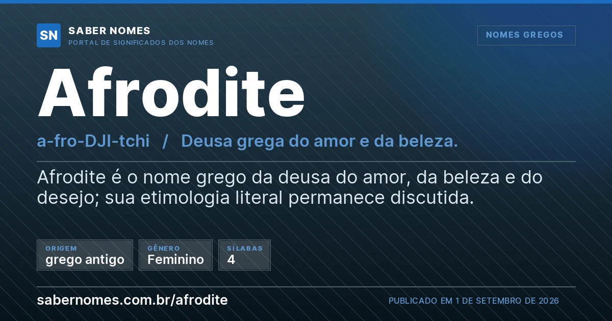 Imagem com o significado do nome Afrodite