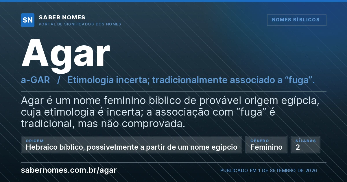 Imagem com o significado do nome Agar
