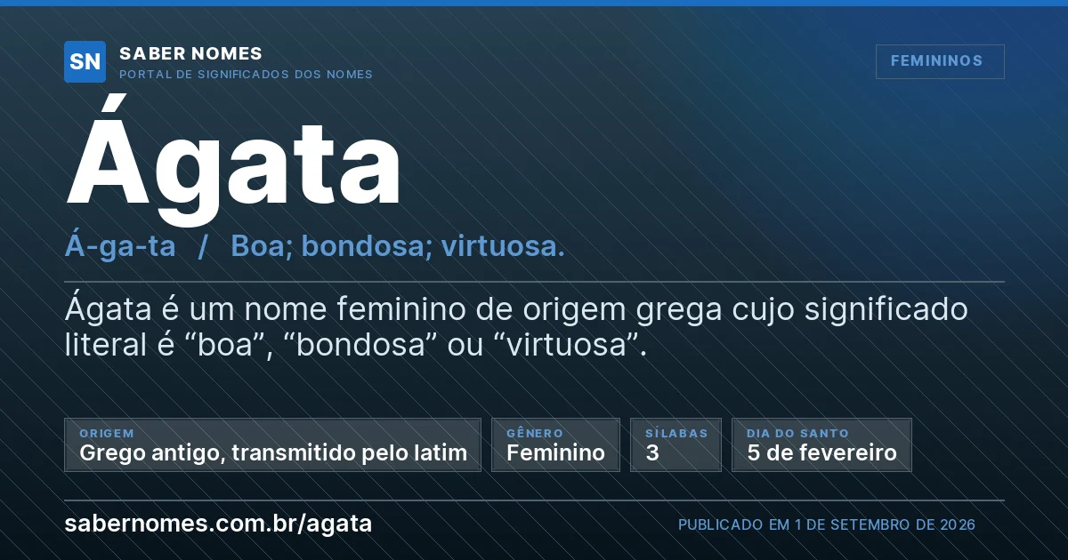Imagem com o significado do nome Ágata