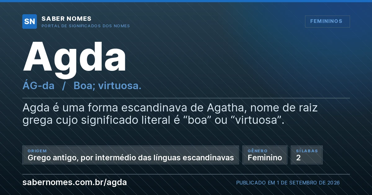 Imagem com o significado do nome Agda