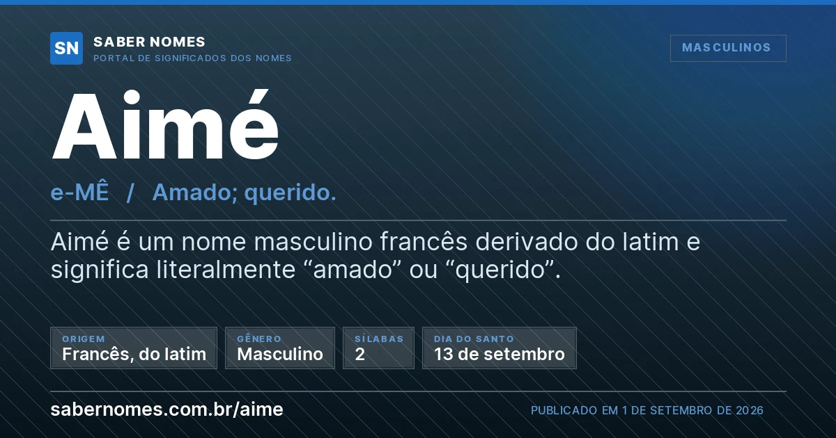 Imagem com o significado do nome Aimé