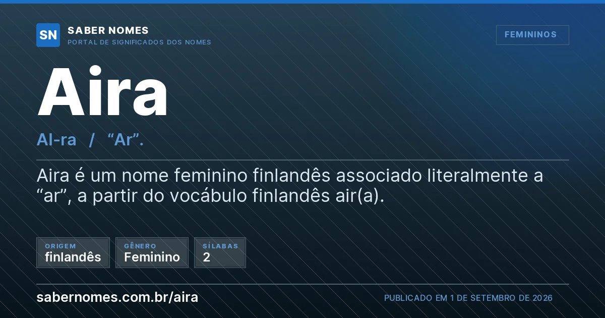 Imagem com o significado do nome Aira