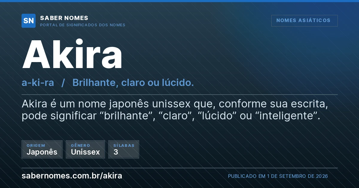 Imagem com o significado do nome Akira