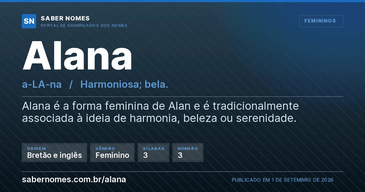 Imagem com o significado do nome Alana