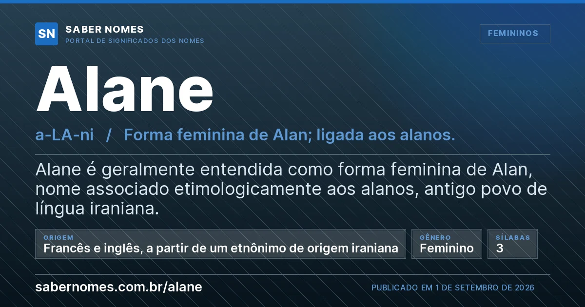 Imagem com o significado do nome Alane