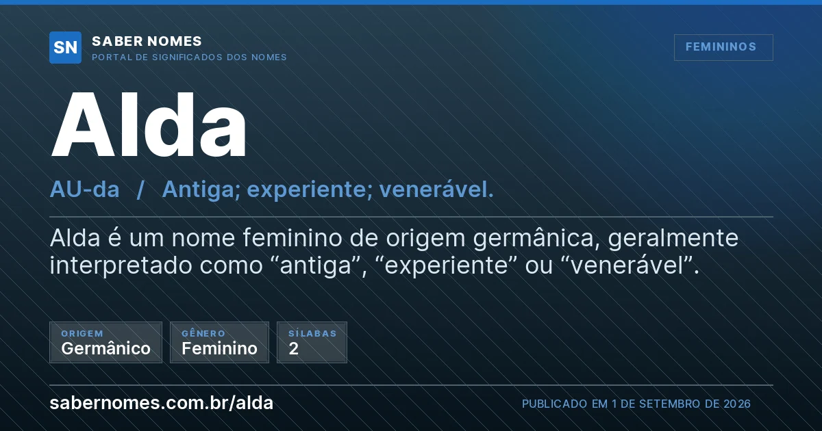 Imagem com o significado do nome Alda