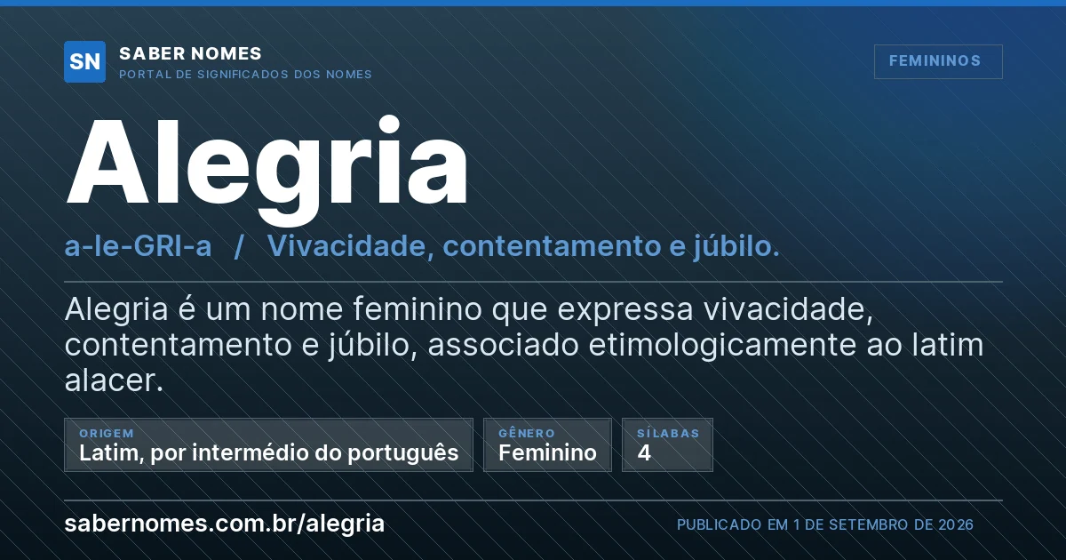 Imagem com o significado do nome Alegria