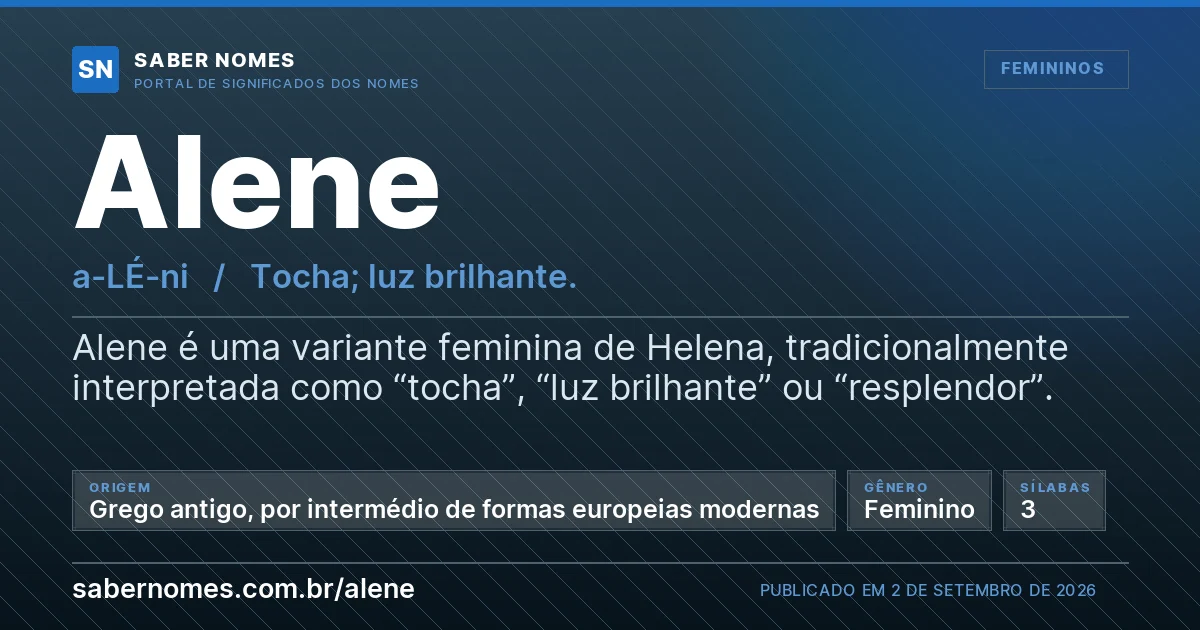 Imagem com o significado do nome Alene