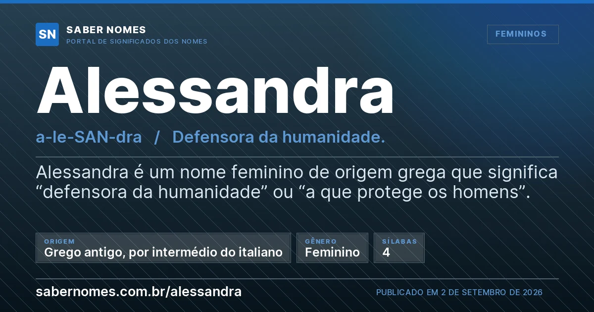 Imagem com o significado do nome Alessandra