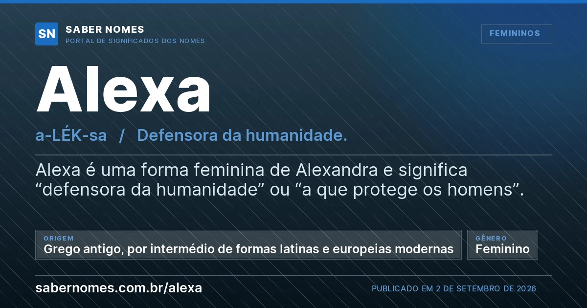 Imagem com o significado do nome Alexa