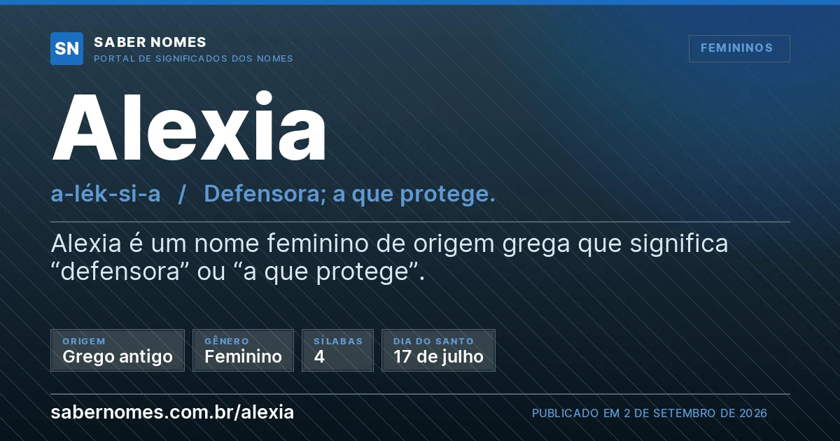 Imagem com o significado do nome Alexia