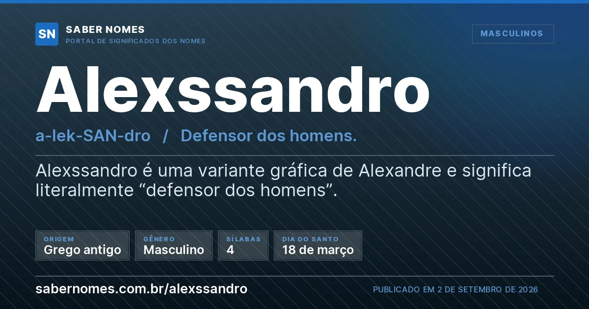 Imagem com o significado do nome Alexssandro