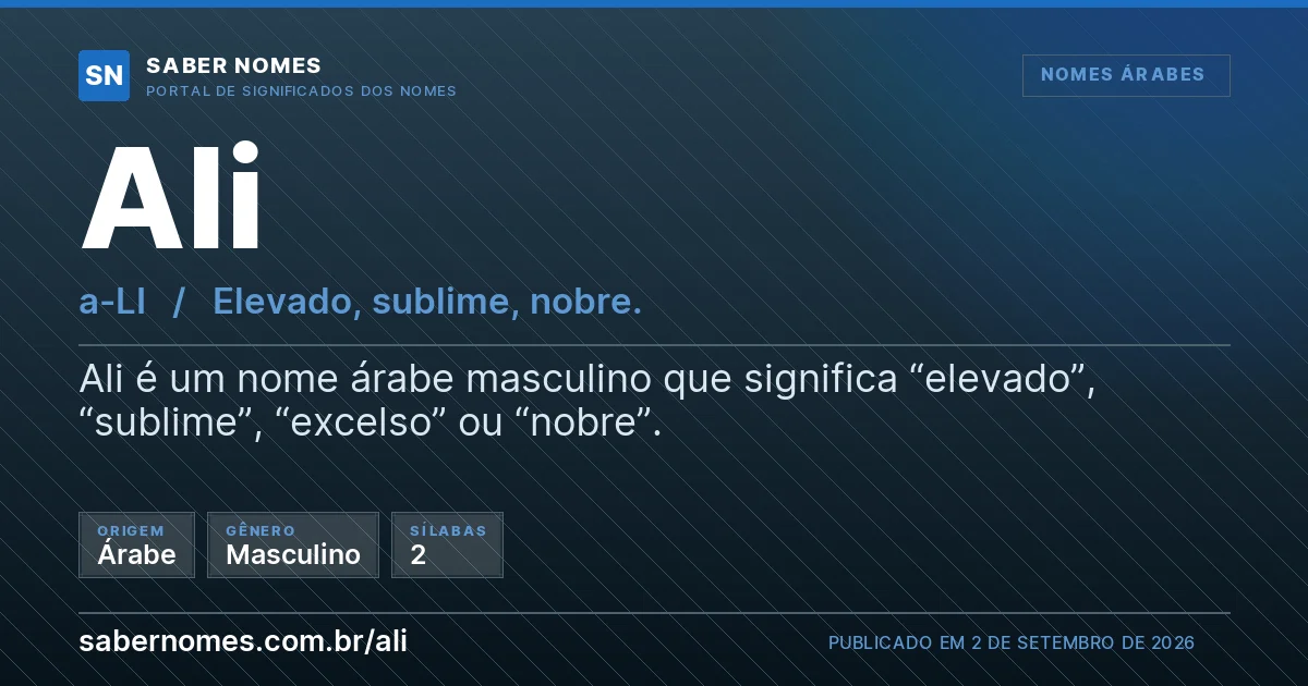 Imagem com o significado do nome Ali