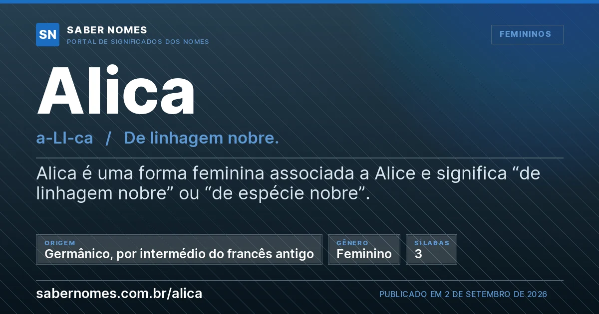 Imagem com o significado do nome Alica