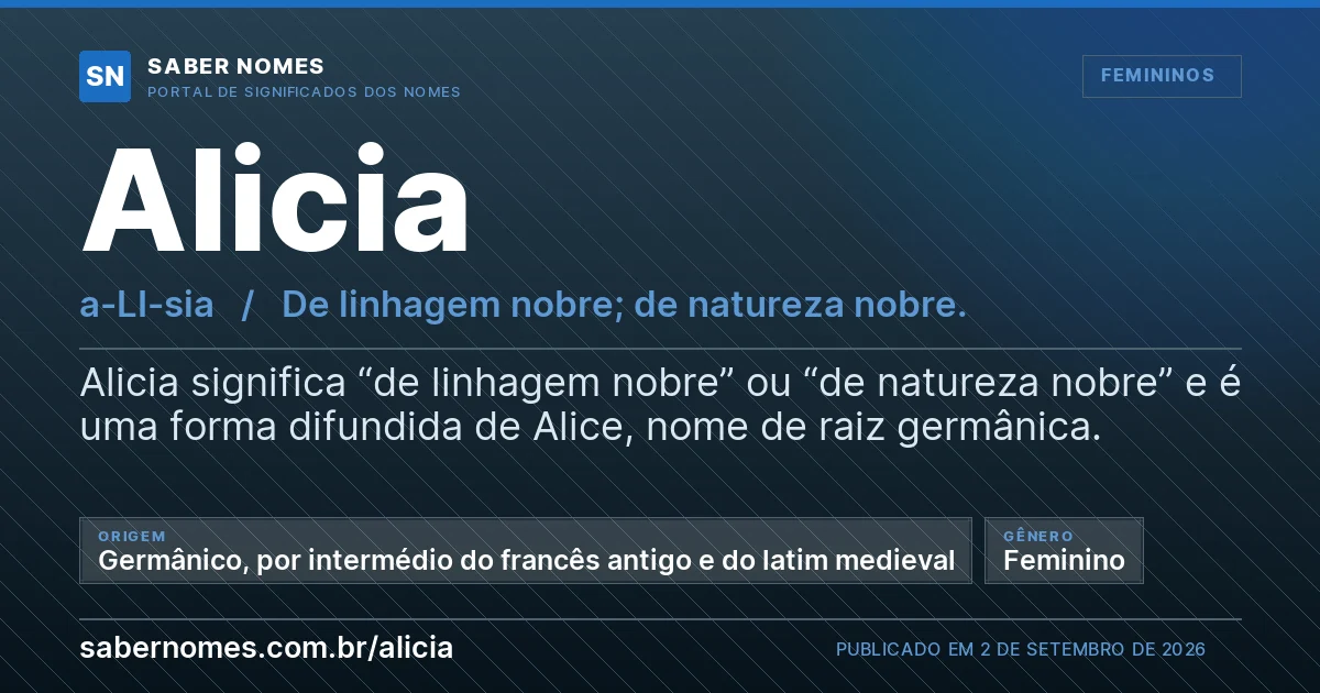 Imagem com o significado do nome Alicia