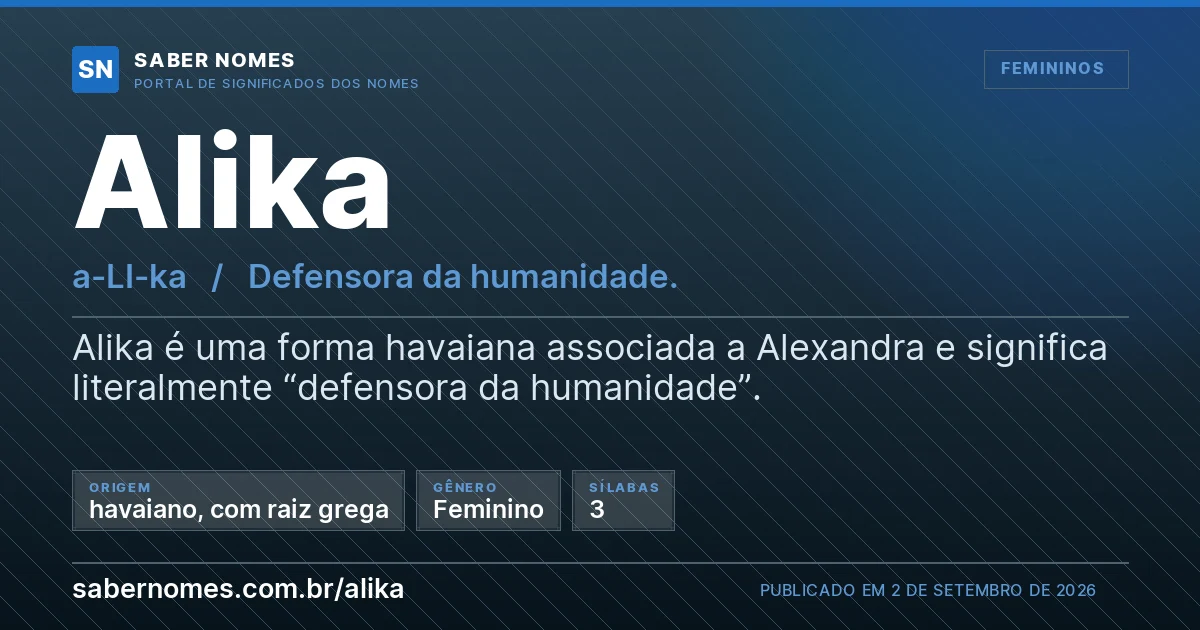 Imagem com o significado do nome Alika