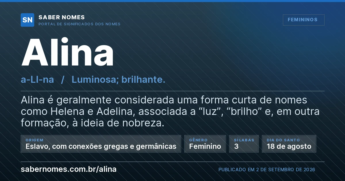 Imagem com o significado do nome Alina
