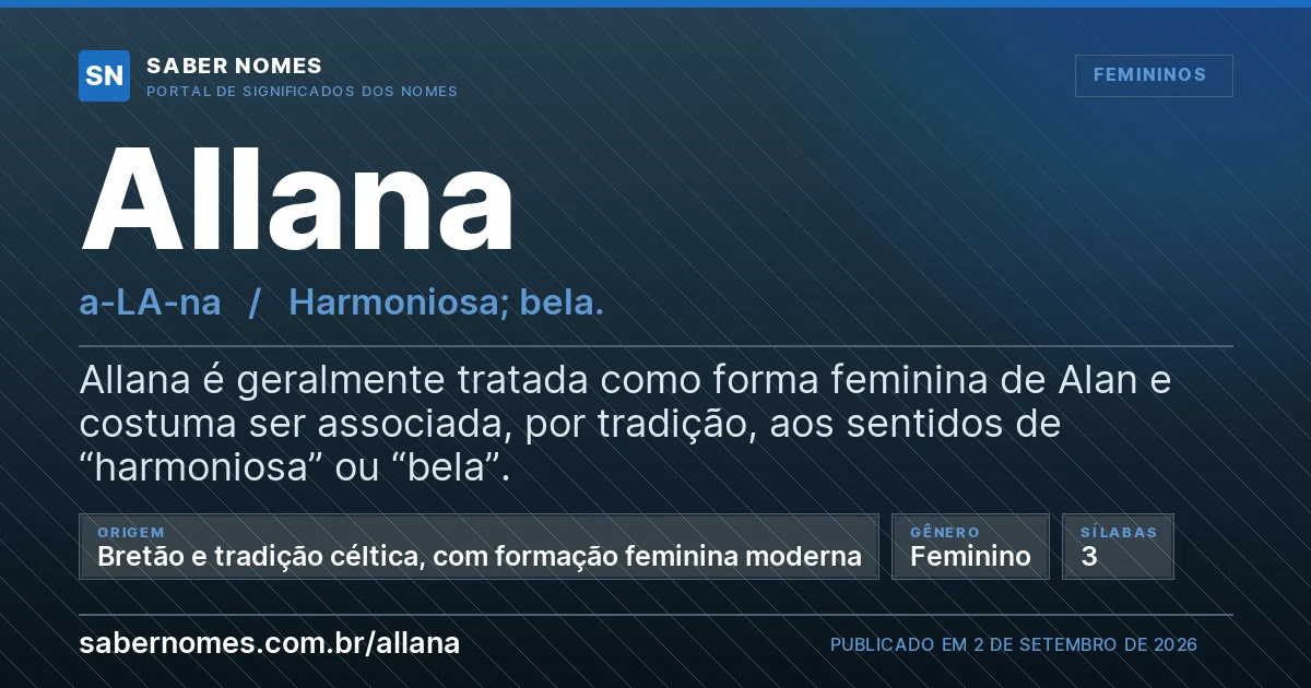 Imagem com o significado do nome Allana