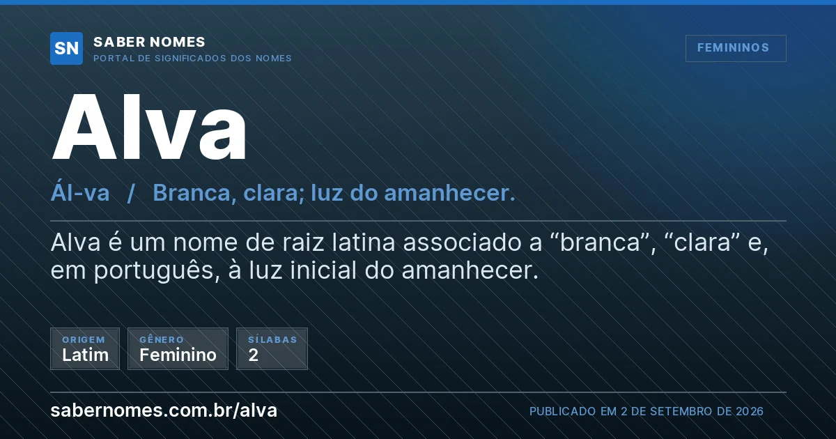 Imagem com o significado do nome Alva