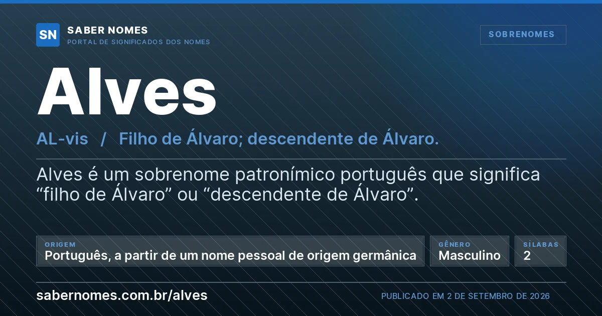 Imagem com o significado do nome Alves
