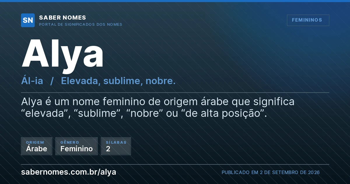 Imagem com o significado do nome Alya