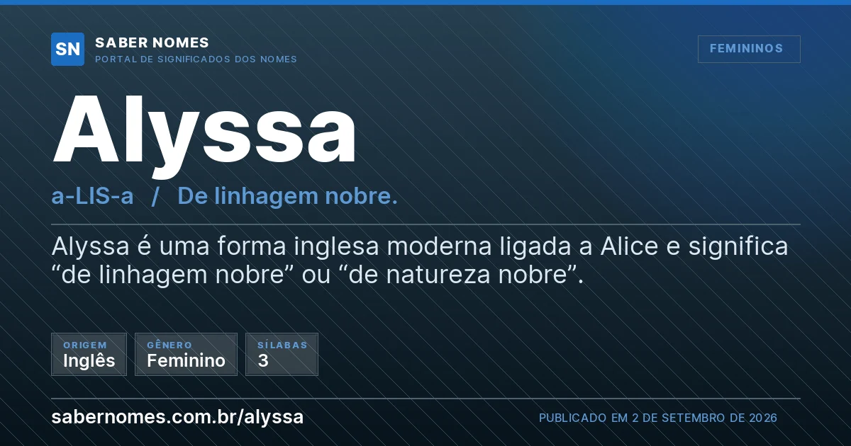 Imagem com o significado do nome Alyssa