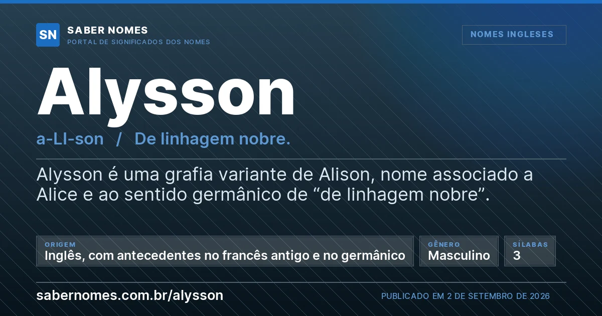 Imagem com o significado do nome Alysson