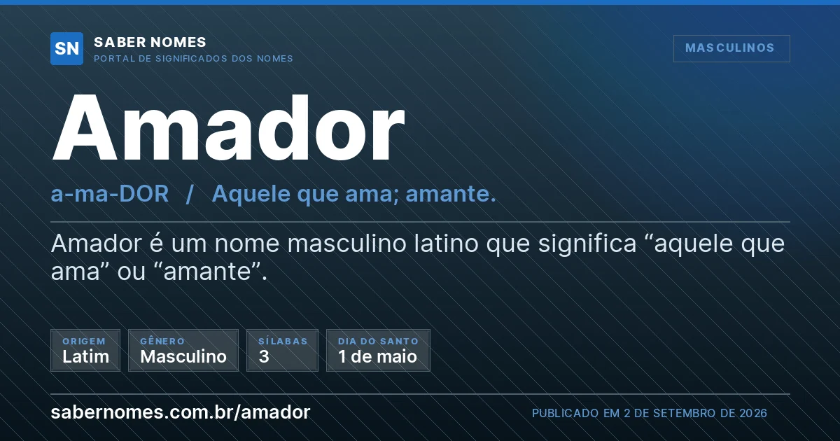 Imagem com o significado do nome Amador