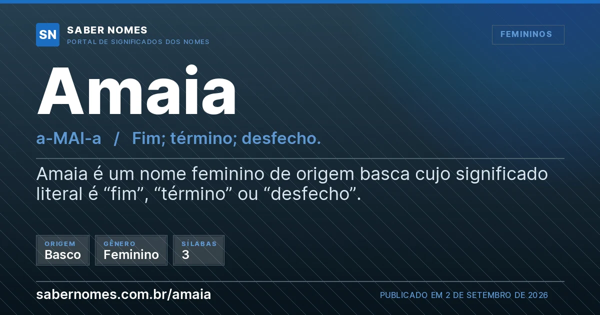 Imagem com o significado do nome Amaia
