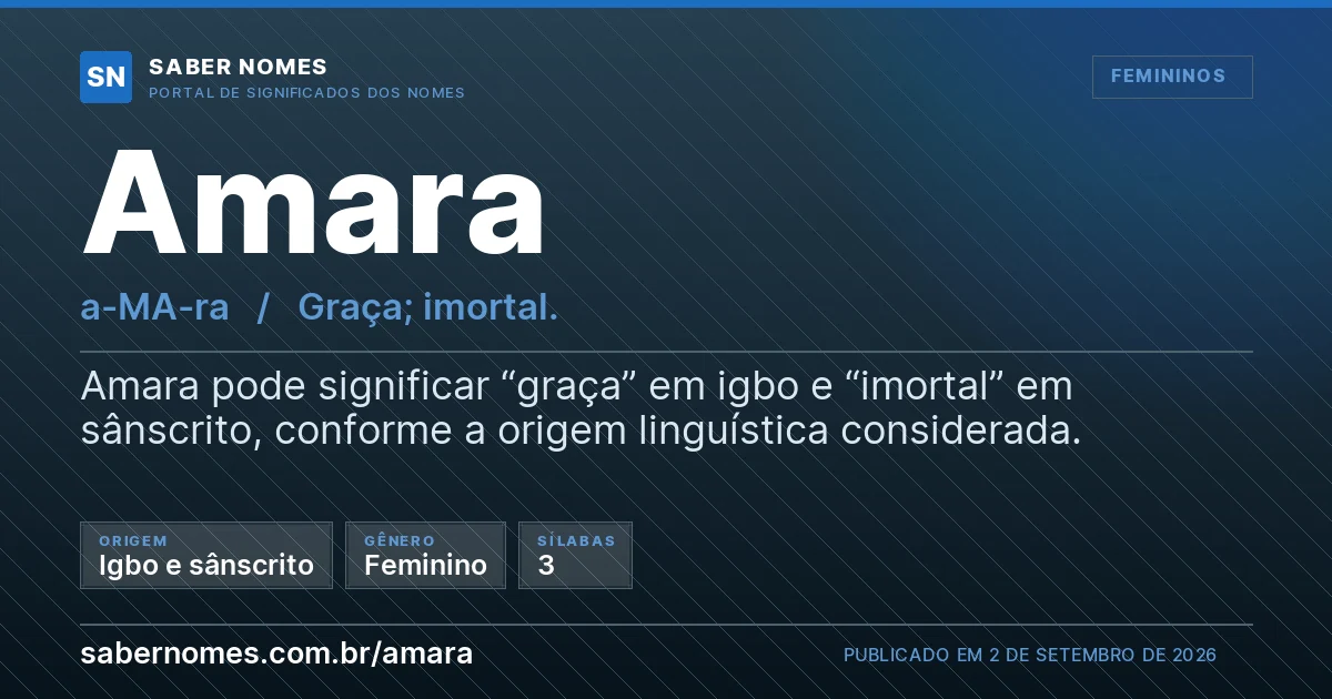 Imagem com o significado do nome Amara