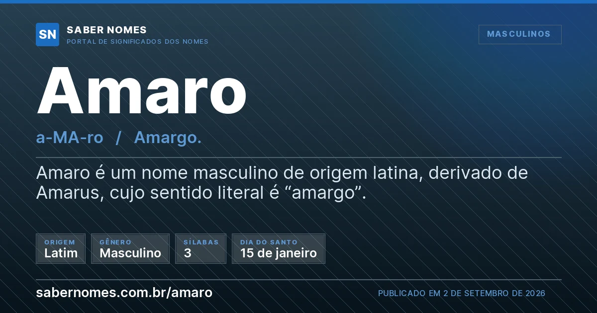 Imagem com o significado do nome Amaro