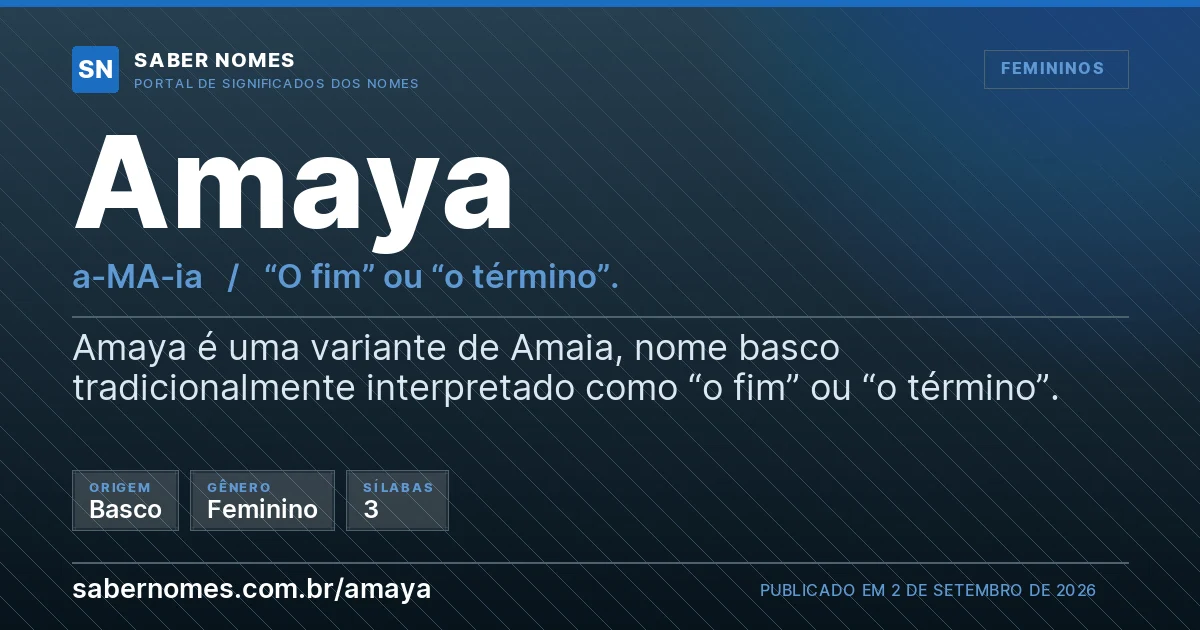 Imagem com o significado do nome Amaya
