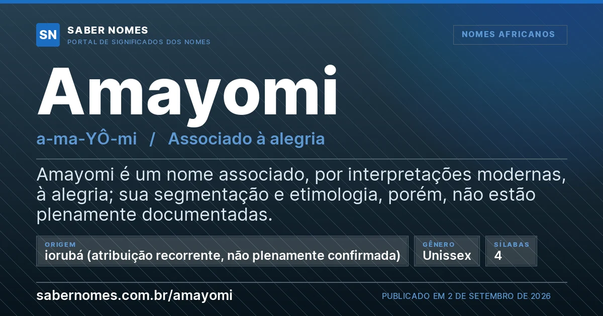 Imagem com o significado do nome Amayomi