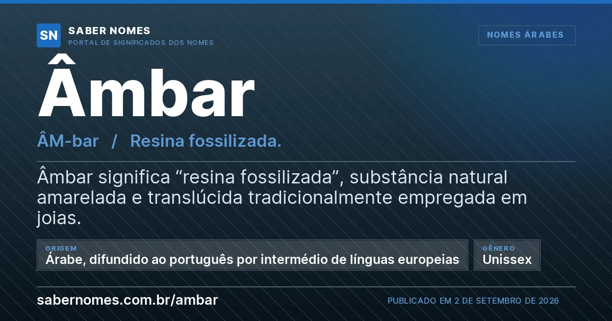 Imagem com o significado do nome Âmbar