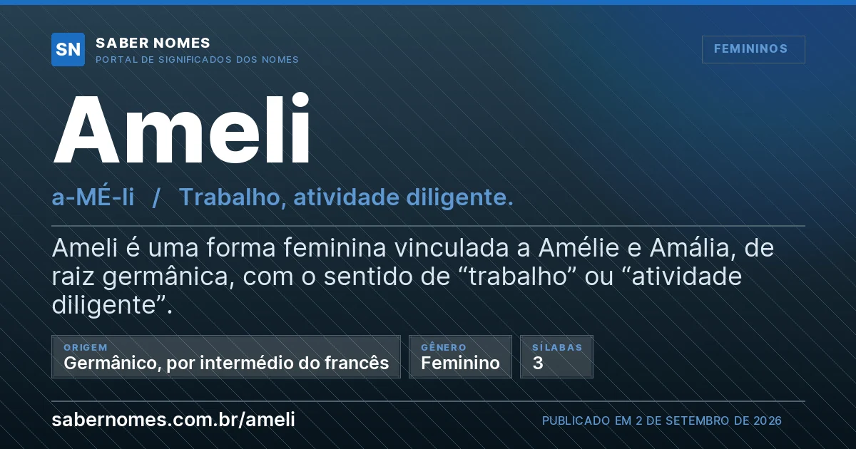 Imagem com o significado do nome Ameli