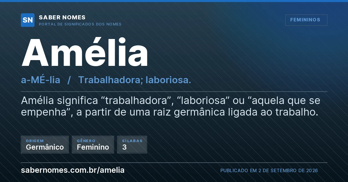 Imagem com o significado do nome Amélia