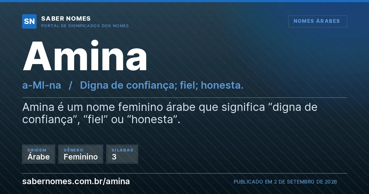 Imagem com o significado do nome Amina